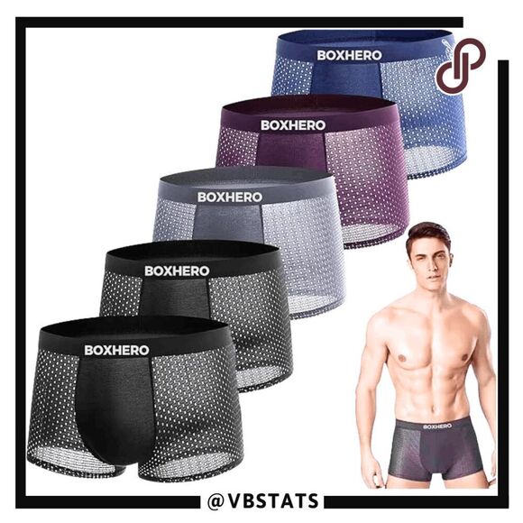 Set of 10 Boxhero Mens Mesh Bamboo Pouch Boxer Briefs Black Navy Blue Small NWOT - Picture 3 of 11